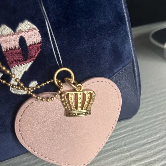 Juicy Couture Regal Blue Velour Satchel Crossbody Bowler Bag NWT - Picture 4 of 8